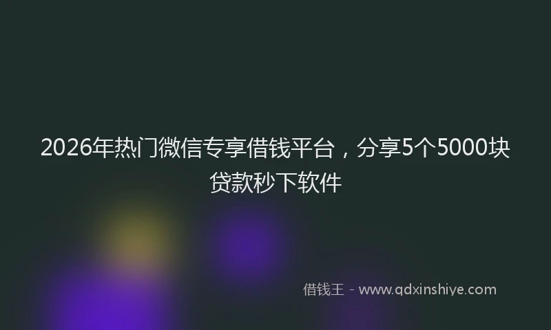 2026年热门微信专享借钱平台，分享5个5000块贷款秒下软件