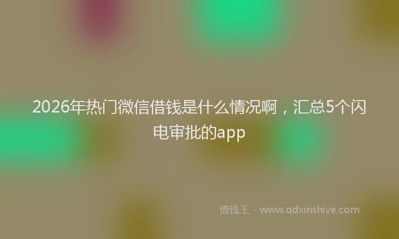 2026年热门微信借钱是什么情况啊，汇总5个闪电审批的app