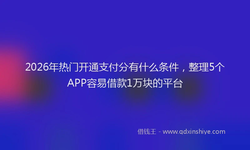 2026年热门开通支付分有什么条件，整理5个APP容易借款1万块的平台