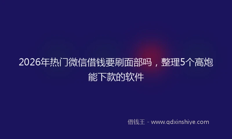 2026年热门微信借钱要刷面部吗,整理5个高炮能下款的软件