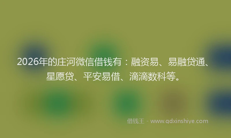 2026年的庄河微信借钱有：融资易、易融贷通、星愿贷、平安易借、滴滴数科等。