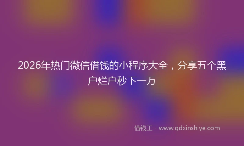 2026年热门微信借钱的小程序大全，分享五个黑户烂户秒下一万
