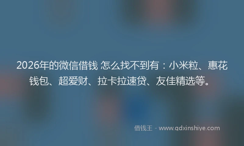 2026年的微信借钱 怎么找不到有：小米粒、惠花钱包、超爱财、拉卡拉速贷、友佳精选等。