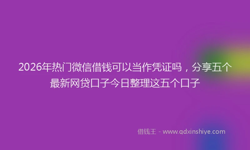 2026年热门微信借钱可以当作凭证吗，分享五个最新网贷口子今日整理这五个口子
