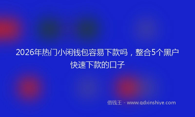 2026年热门小闲钱包容易下款吗，整合5个黑户快速下款的口子