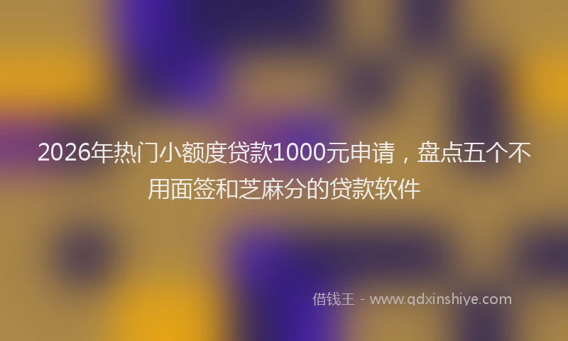 2026年热门小额度贷款1000元申请，盘点五个不用面签和芝麻分的贷款软件