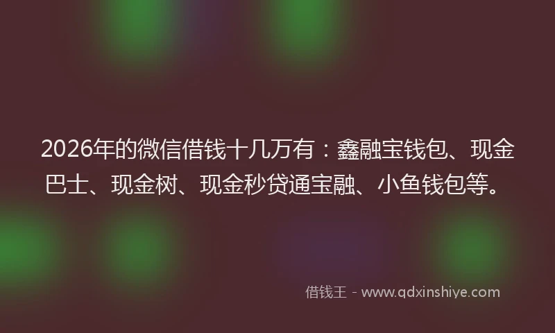 2026年的微信借钱十几万有：鑫融宝钱包、现金巴士、现金树、现金秒贷通宝融、小鱼钱包等。