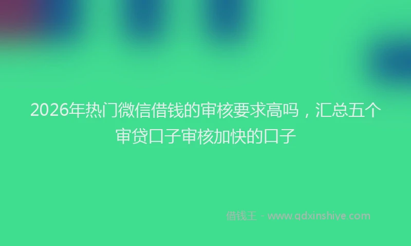 2026年热门微信借钱的审核要求高吗，汇总五个审贷口子审核加快的口子