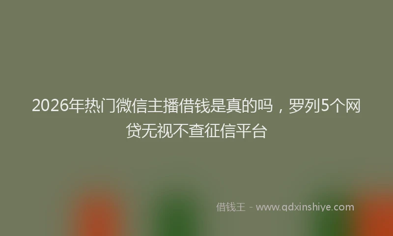 2026年热门微信主播借钱是真的吗，罗列5个网贷无视不查征信平台
