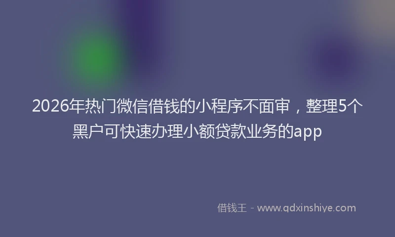 2026年热门微信借钱的小程序不面审，整理5个黑户可快速办理小额贷款业务的app