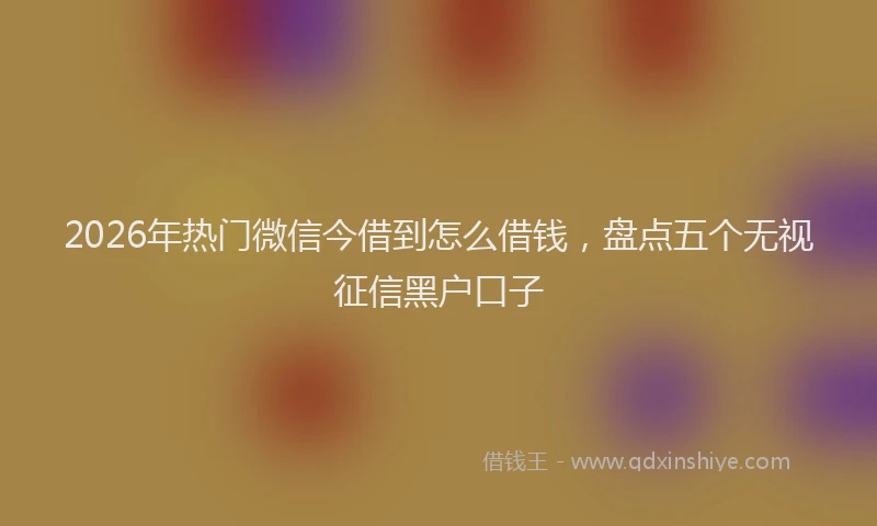 2026年热门微信今借到怎么借钱，盘点五个无视征信黑户口子