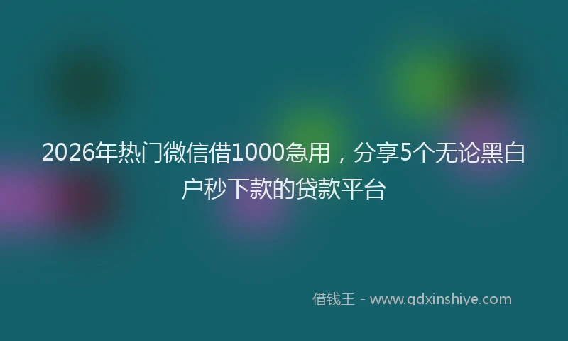 2026年热门微信借1000急用，分享5个无论黑白户秒下款的贷款平台