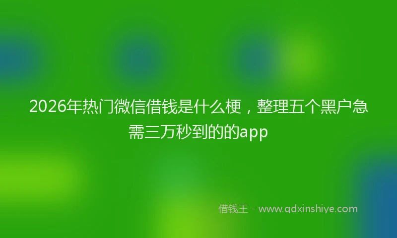 2026年热门微信借钱是什么梗，整理五个黑户急需三万秒到的的app