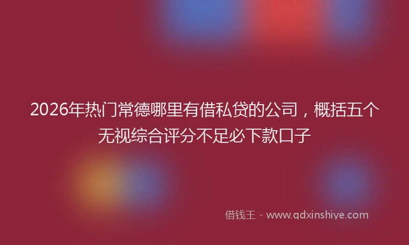 2026年热门常德哪里有借私贷的公司，概括五个无视综合评分不足必下款口子