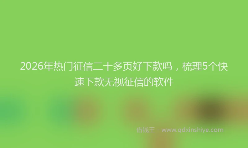 2026年热门征信二十多页好下款吗，梳理5个快速下款无视征信的软件