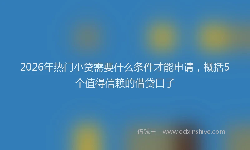 2026年热门小贷需要什么条件才能申请，概括5个值得信赖的借贷口子