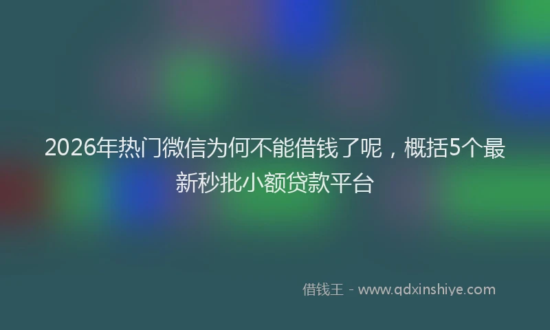 2026年热门微信为何不能借钱了呢，概括5个最新秒批小额贷款平台