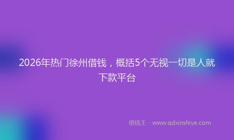 2026年热门徐州借钱，概括5个无视一切是人就下款平台