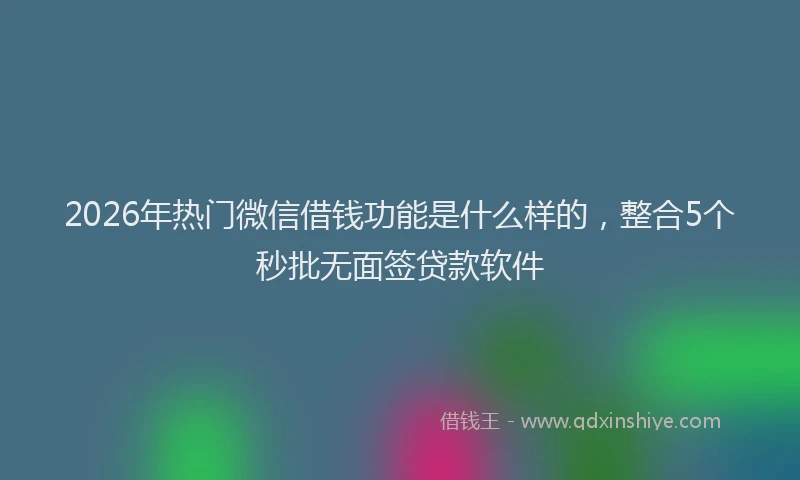 2026年热门微信借钱功能是什么样的，整合5个秒批无面签贷款软件