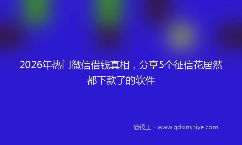 2026年热门微信借钱真相，分享5个征信花居然都下款了的软件