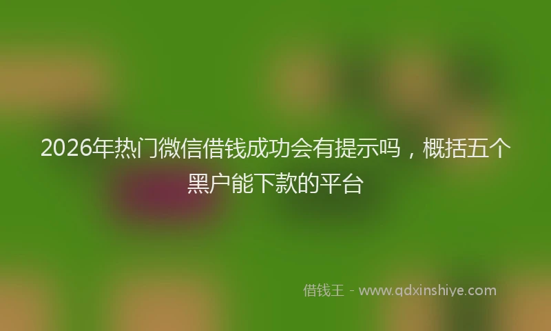 2026年热门微信借钱成功会有提示吗，概括五个黑户能下款的平台