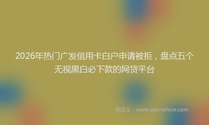 2026年热门广发信用卡白户申请被拒,盘点五个无视黑白必下款的网贷平台