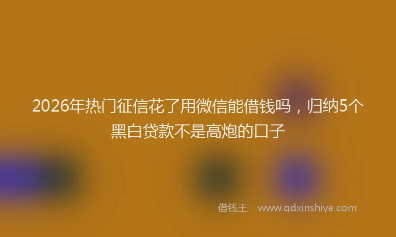 2026年热门征信花了用微信能借钱吗，归纳5个黑白贷款不是高炮的口子