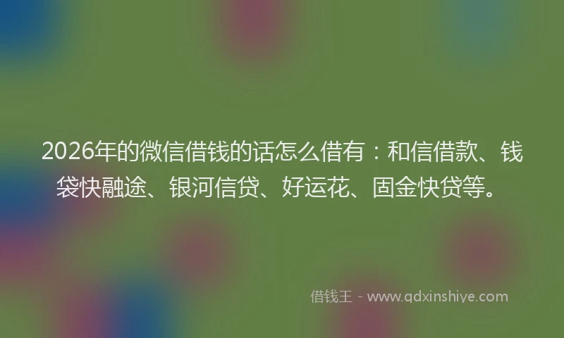 2026年的微信借钱的话怎么借有：和信借款、钱袋快融途、银河信贷、好运花、固金快贷等。