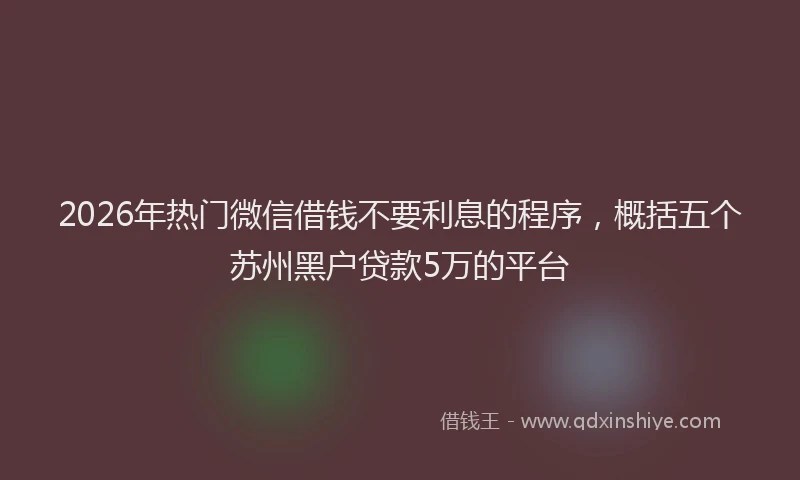 2026年热门微信借钱不要利息的程序，概括五个苏州黑户贷款5万的平台