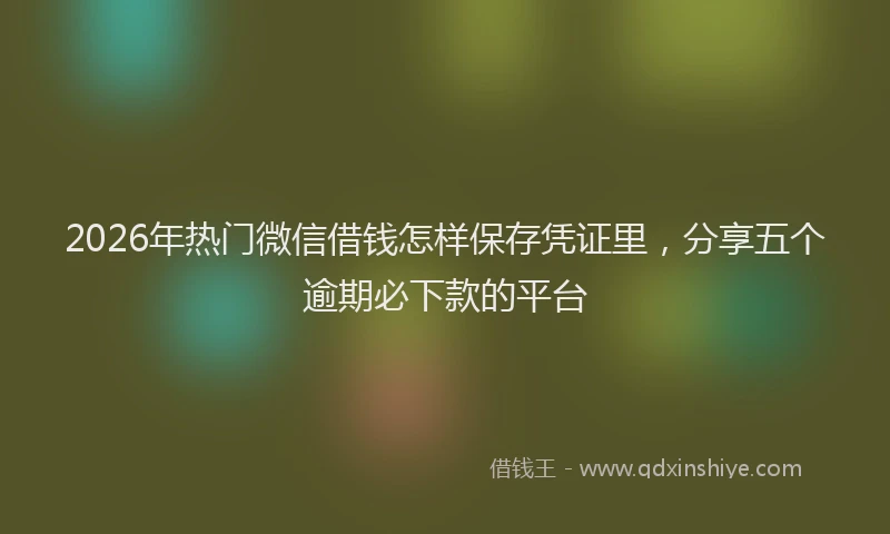 2026年热门微信借钱怎样保存凭证里，分享五个逾期必下款的平台
