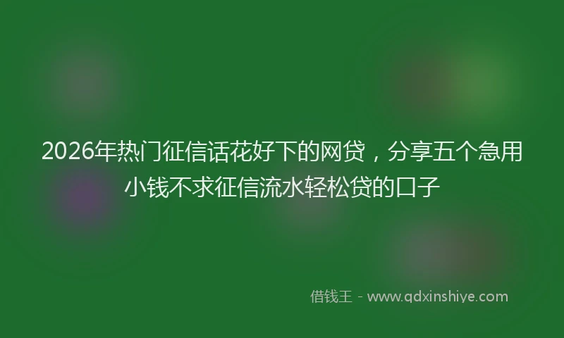 2026年热门征信话花好下的网贷，分享五个急用小钱不求征信流水轻松贷的口子