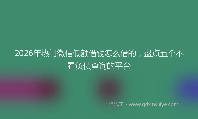 2026年热门微信低额借钱怎么借的，盘点五个不看负债查询的平台
