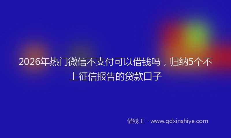 2026年热门微信不支付可以借钱吗，归纳5个不上征信报告的贷款口子