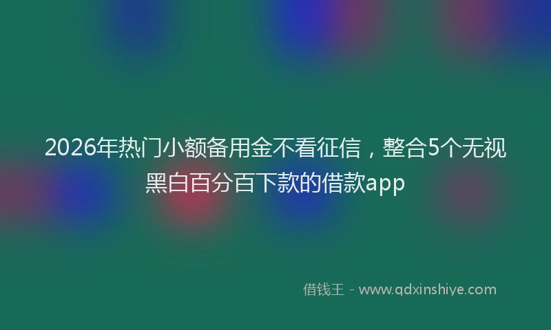 2026年热门小额备用金不看征信，整合5个无视黑白百分百下款的借款app