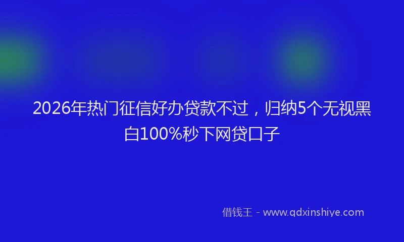 2026年热门征信好办贷款不过，归纳5个无视黑白100%秒下网贷口子