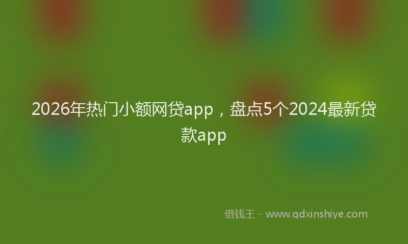 2026年热门小额网贷app,盘点5个2024最新贷款app