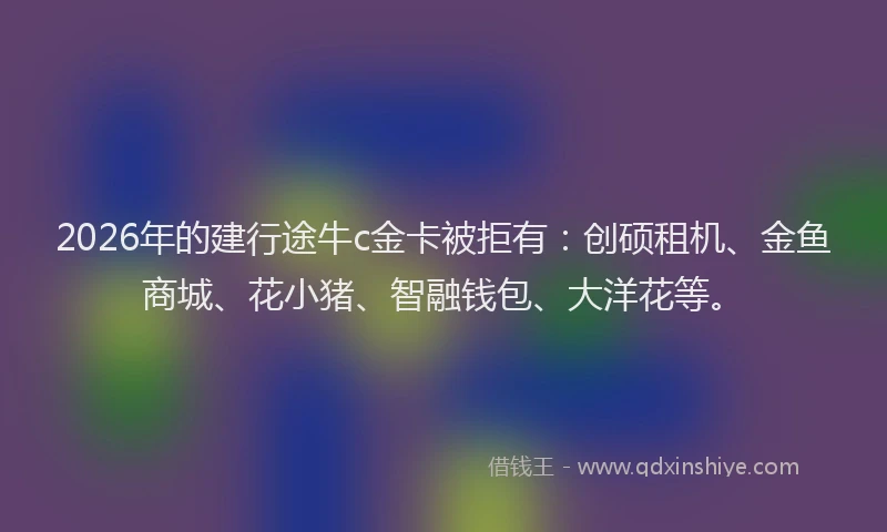2026年的建行途牛c金卡被拒有：创硕租机、金鱼商城、花小猪、智融钱包、大洋花等。