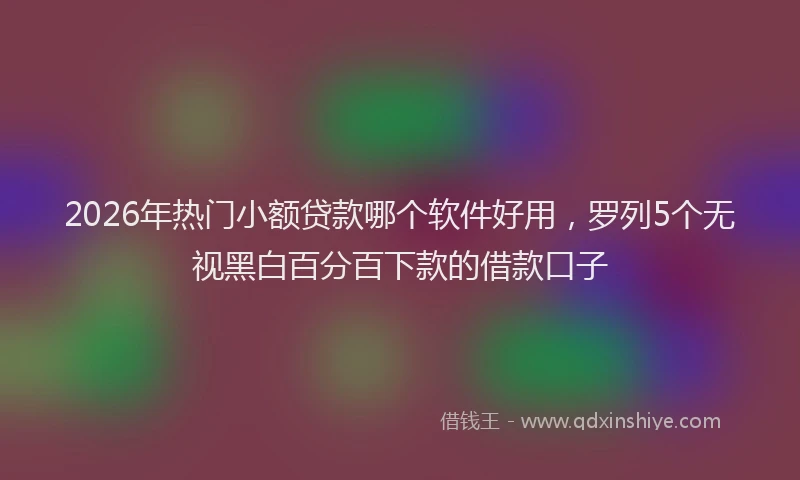 2026年热门小额贷款哪个软件好用，罗列5个无视黑白百分百下款的借款口子