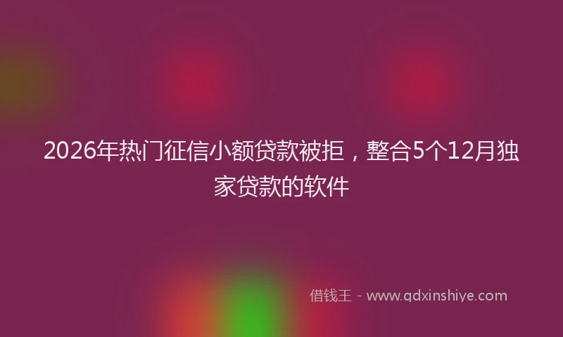 2026年热门征信小额贷款被拒，整合5个12月独家贷款的软件