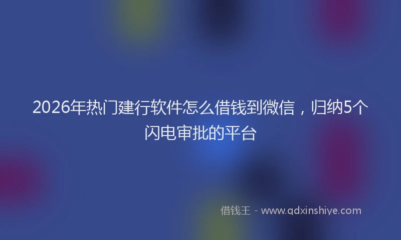 2026年热门建行软件怎么借钱到微信，归纳5个闪电审批的平台