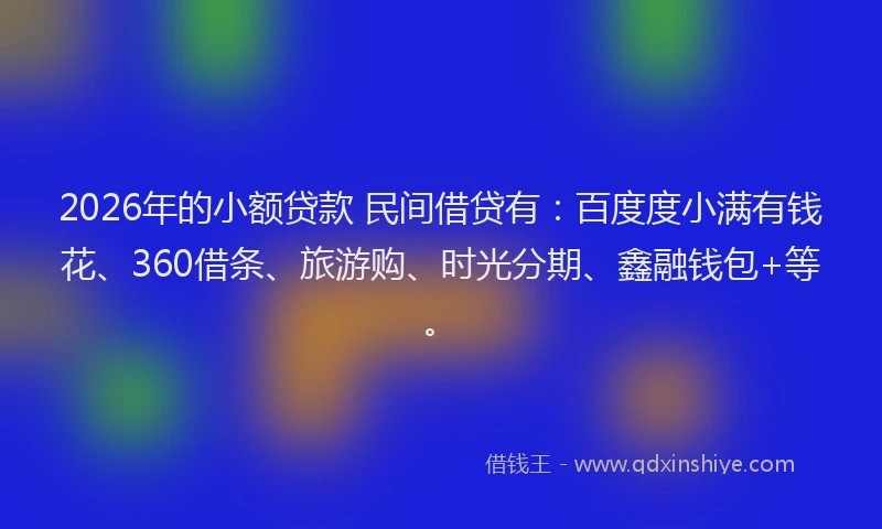 2026年的小额贷款 民间借贷有：百度度小满有钱花、360借条、旅游购、时光分期、鑫融钱包+等。