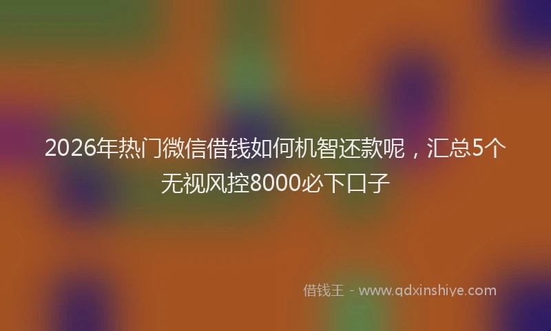 2026年热门微信借钱如何机智还款呢，汇总5个无视风控8000必下口子
