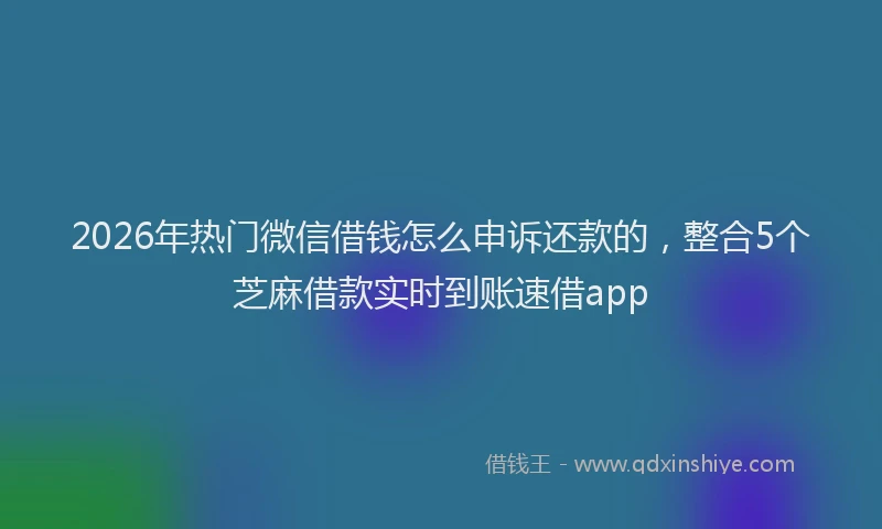 2026年热门微信借钱怎么申诉还款的，整合5个芝麻借款实时到账速借app
