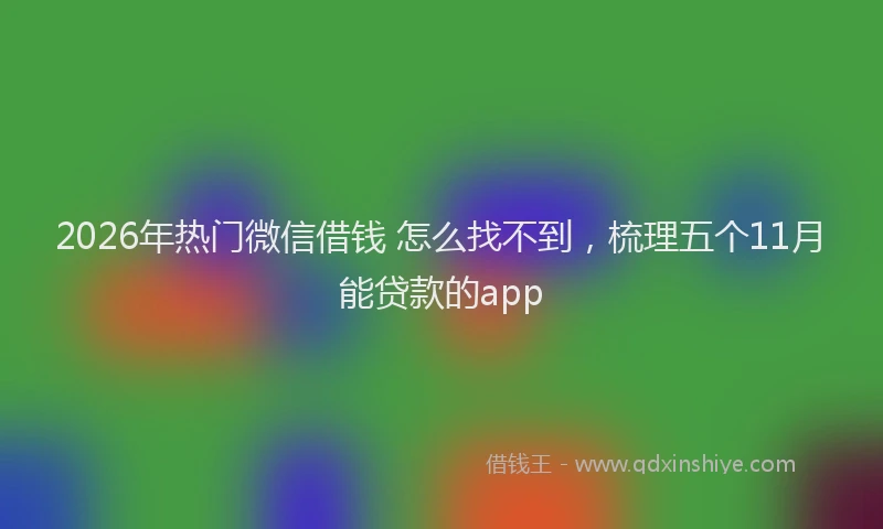 2026年热门微信借钱 怎么找不到，梳理五个11月能贷款的app