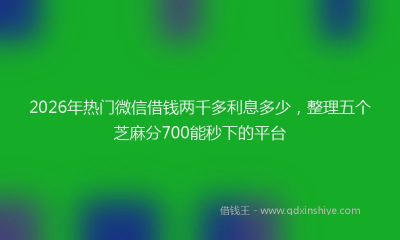 2026年热门微信借钱两千多利息多少，整理五个芝麻分700能秒下的平台