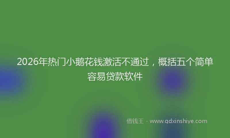 2026年热门小鹅花钱激活不通过,概括五个简单容易贷款软件