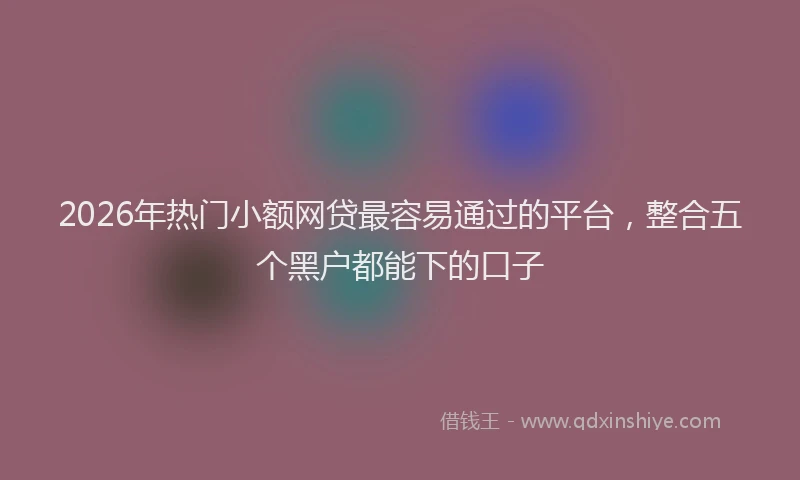 2026年热门小额网贷最容易通过的平台，整合五个黑户都能下的口子