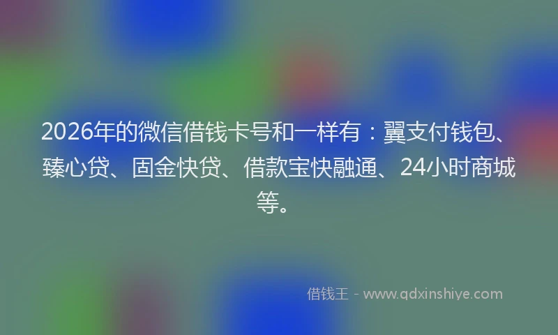 2026年的微信借钱卡号和一样有：翼支付钱包、臻心贷、固金快贷、借款宝快融通、24小时商城等。