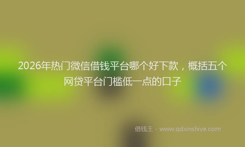 2026年热门微信借钱平台哪个好下款，概括五个网贷平台门槛低一点的口子