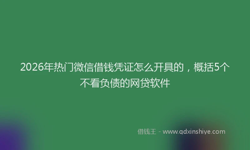 2026年热门微信借钱凭证怎么开具的，概括5个不看负债的网贷软件